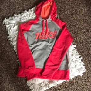 Pink and gray Nike hoodie